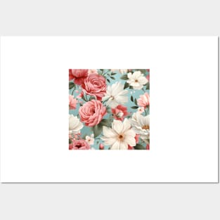 Shabby Chic Flowers Pattern 13 Posters and Art